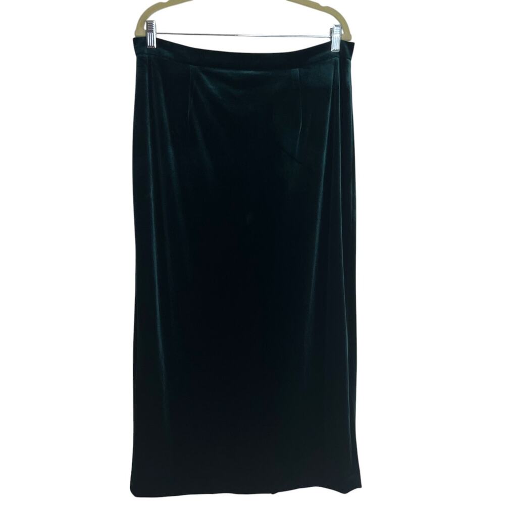 Alex Marie Womens Velvet Midi Skirt Size 12 Emerald Green Luxe Holiday